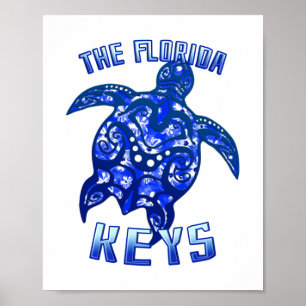 Affiche Florida Keys Vacances Tortue Tribale