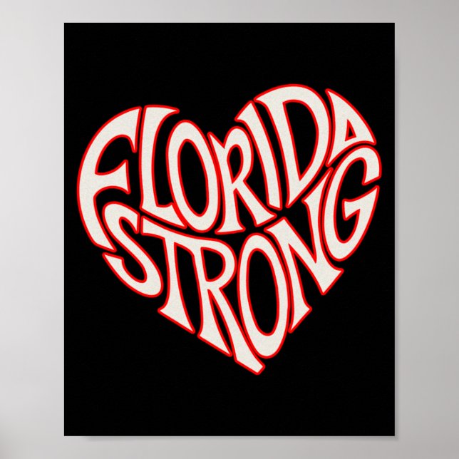 Affiche Florida Strong Heart State Pride Tygraphy T Shirt  (Devant)