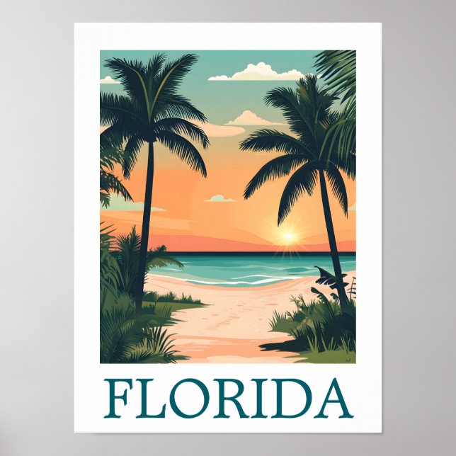 Affiche Florida Sunshine State – Tropical Beach Paradise (Devant)