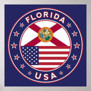 Affiche Floride, affiche, taille moyenne, bleu