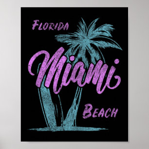 Affiche Floride Miami Plage Palmiers Vacances d'été Famill