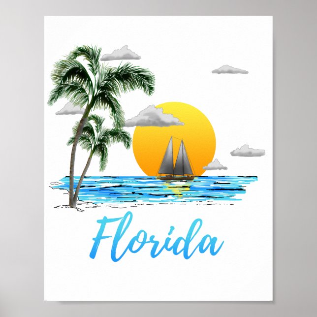 Affiche Floride Ocean Sunset Sailing (Devant)