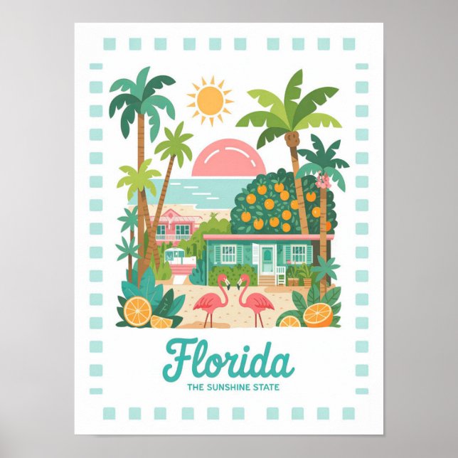Affiche Floride Sunshine State USA Summer Travel (Devant)