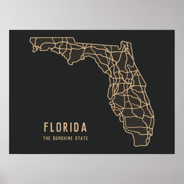 Affiche Floride US State road map - Sunshine State map (Devant)
