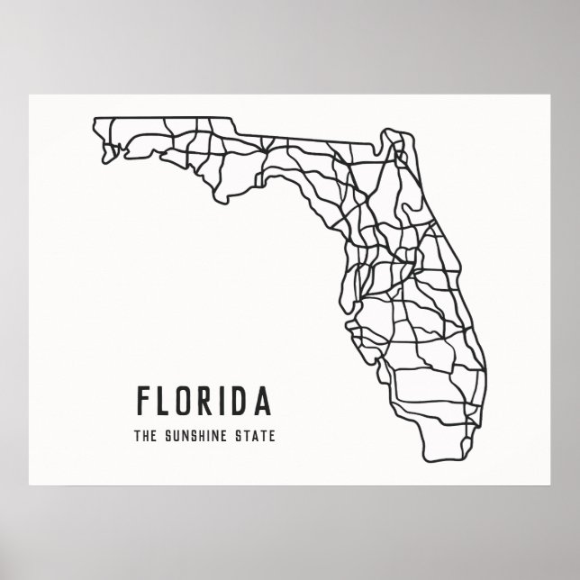 Affiche Floride US State road map - Sunshine State map (Devant)