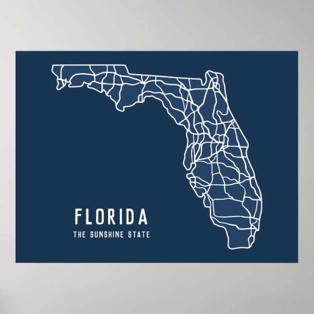 Affiche Floride US State road map - Sunshine State map (Devant)