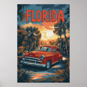 Affiche Floride USA Vintage Illustration Voyage