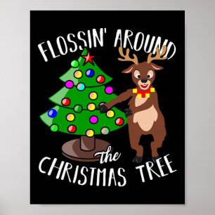 Affiche Flossin Autour De L'Arbre De Noël Reindeer Flossin