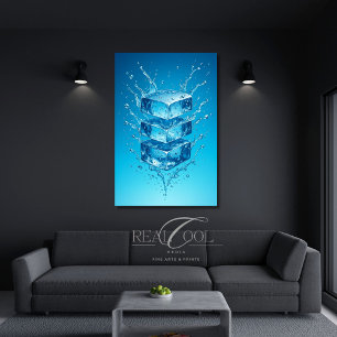 Affiche Flottant Glacet de Cube de glace - Art numérique d