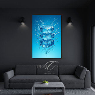 Affiche Flottant Glacet de Cube de glace - Art numérique d