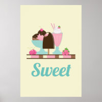 Flotte de crème glacée sucrée Sundae & fraise