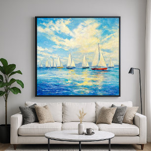 Affiche Flotte de voiliers - Paysage marin de style peintu