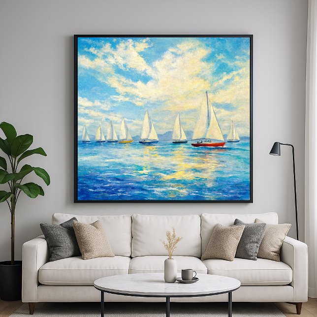 Affiche Flotte de voiliers - Paysage marin de style peintu (Créateur téléchargé)
