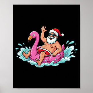 Affiche Flotteur Flamant Rose Santa Été Été Noël Hommes
