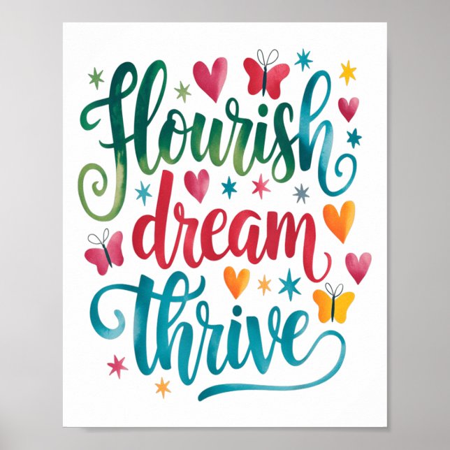 Affiche Flourish Dream Thrive Motivational  (Devant)