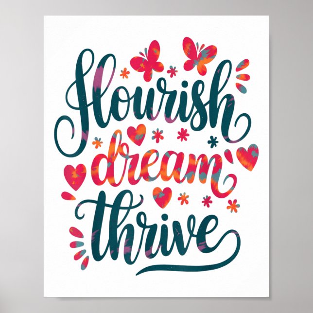 Affiche Flourish Dream Thrive Motivational  (Devant)