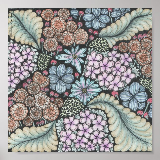 Affiche Flower1 doodprint 8x8in (Devant)