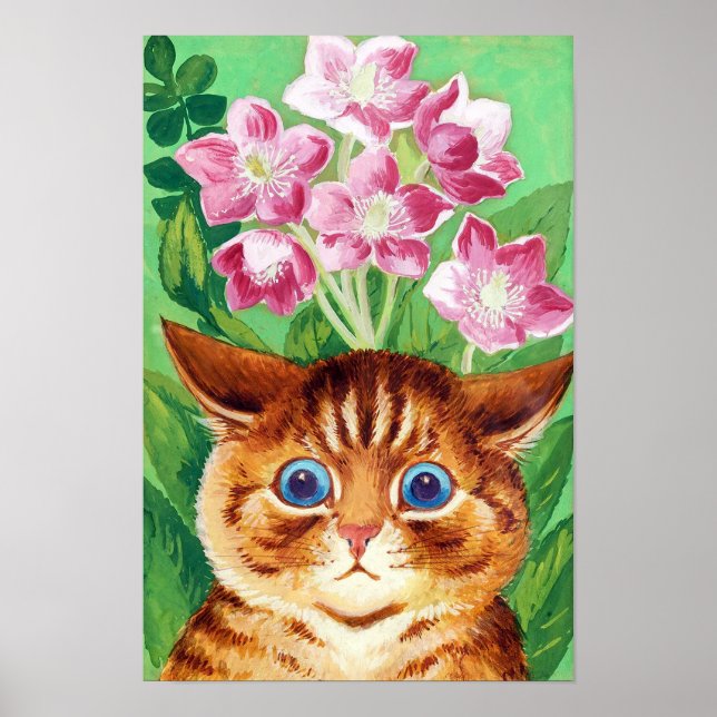 Affiche Flower and Cat, Louis Wain (Devant)