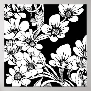 Affiche Flower Bouquet Nature Floral Ink Coloring Page Pos