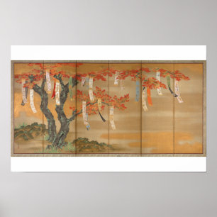 Affiche "Flower Cherry and Autumn Maples with Poem Slip