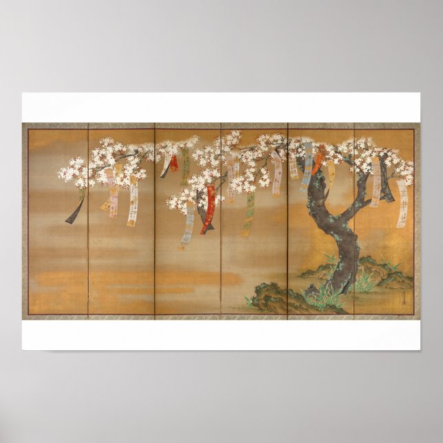 Affiche "Flower Cherry and Autumn Maples with Poem Slip (Devant)