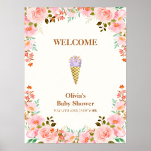 Affiche Flower Garden Scoop Glace Baby shower Bienvenue