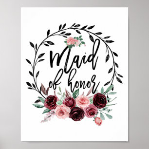 Affiche Flower Maid Of Honor Douche Mariage Bachelorette P