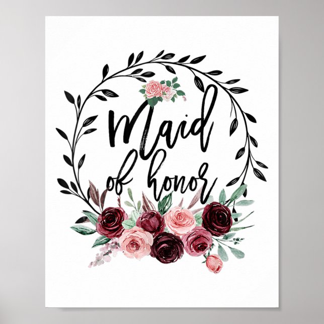 Affiche Flower Maid Of Honor Douche Mariage Bachelorette P (Devant)