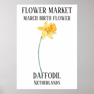 Affiche Flower Market Fleur de naissance MARCH Art Imprime