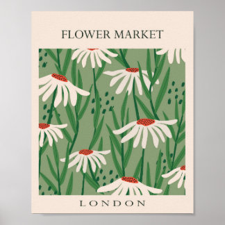 Affiche Flower Market Londres Fleurs Abstraites rétro