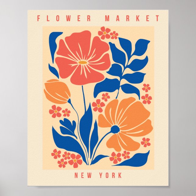 Affiche Flower Market New York Retro Floral Print (Devant)