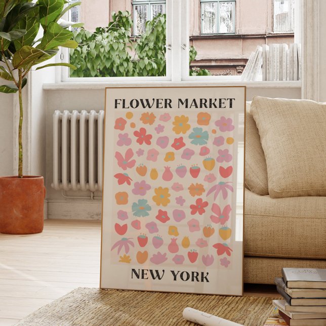 Affiche Flower Market New York Spring Floral Garden (In situ Living room)