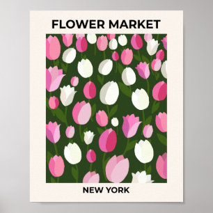 Affiche Flower Market New York Tulips Nuit