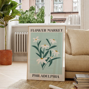Affiche Flower Market Philadelphia White Daisy Floral