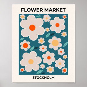 Affiche Flower Market Stockholm Abstrait Retro Flowers
