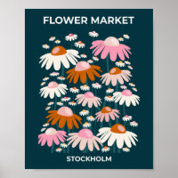 Flower Market Stockholm Navy Bleu Retro Floral