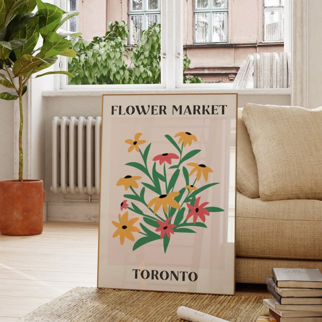 Affiche Flower Market Toronto Rose Yellow Daises Florales (In situ Living room)