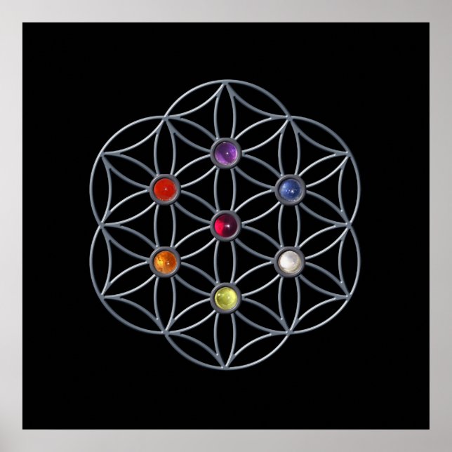 Affiche Flower of Life Chakra Gemstone (Devant)