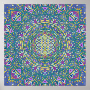Affiche Flower Of Life - Mandala India Style 1