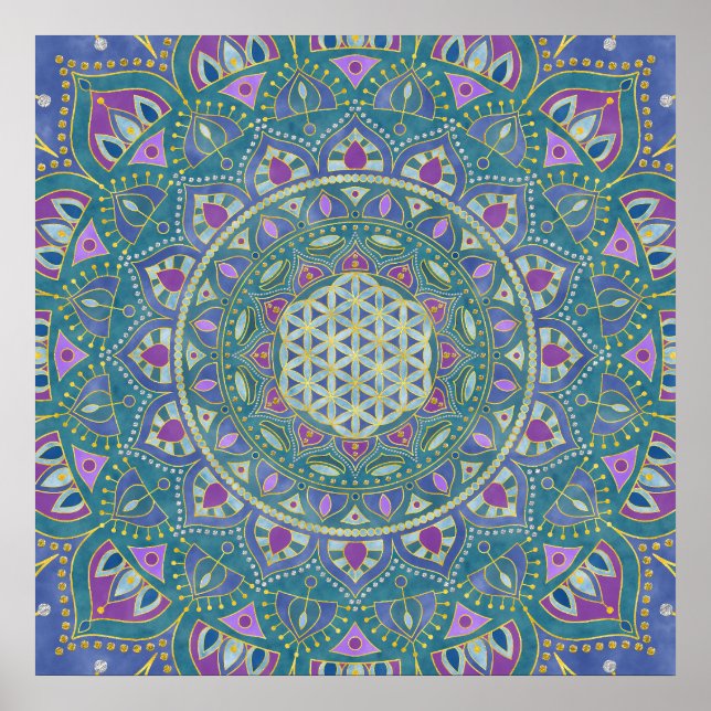 Affiche Flower Of Life - Mandala India Style 1 (Devant)