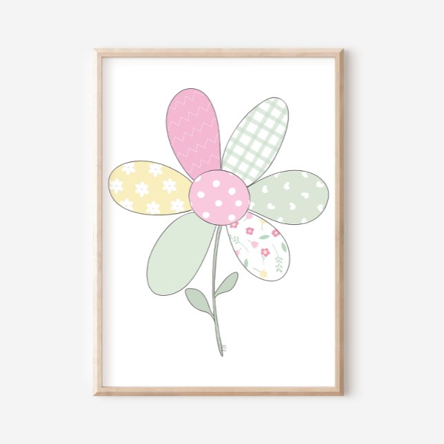 Affiche  Flower on White Background Quilt Art Print Set (Créateur téléchargé)