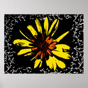 Affiche Flower power jaune