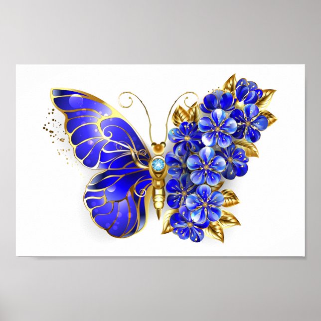 Affiche Flower Sapphire Butterfly (Devant)