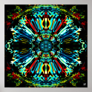 Affiche Flower X v2.1 - coloré motif pareidolia