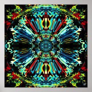 Affiche Flower X v2 - coloré motif pareidolia