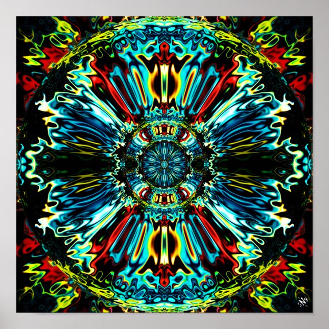 Affiche Flower X v2 - coloré motif pareidolia (Devant)