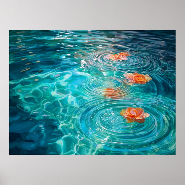 Affiche Flowers Floating on Water  (Devant)