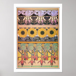 Affiche Flowers of Art Nouveau Style, Mucha