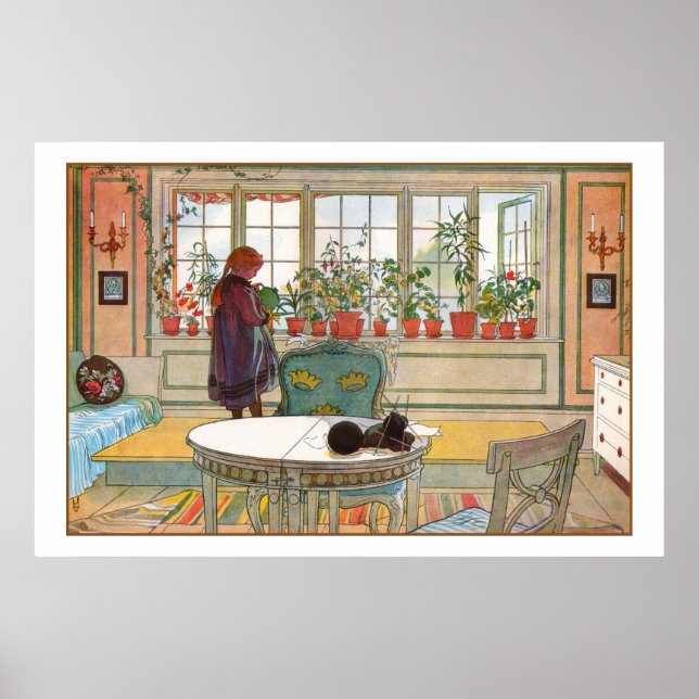 Affiche Flowers on the Windowsill by Carl Larsson (Devant)