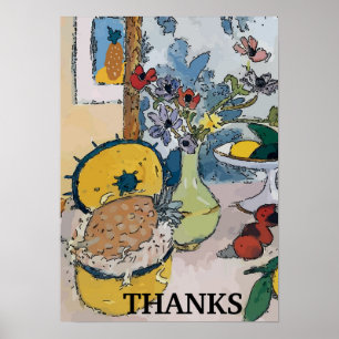 Affiche Flowers with Pineapple, after Matisse